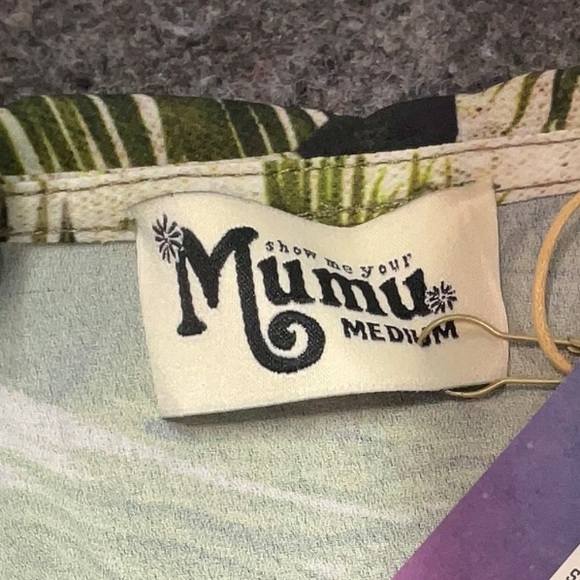 Show Me Your Mumu Winnie Wrap Dress Green Palm Tropical NEW - Picture 6 of 6